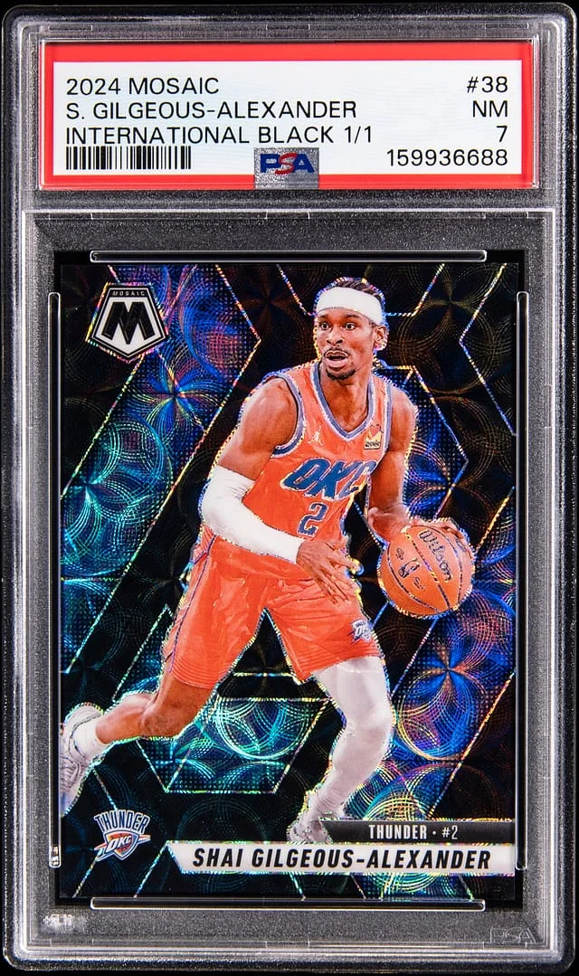 2024-25 Panini Mosaic Shai Gilgeous-Alexander Spectris Green First of the Line (FOTL) #38 card image