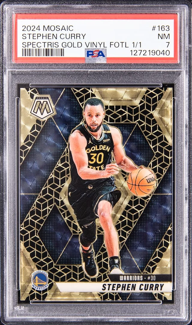 2024-25 Panini Mosaic Stephen Curry Spectris Gold Vinyl 1st Off The Line (FOTL) #163 card image