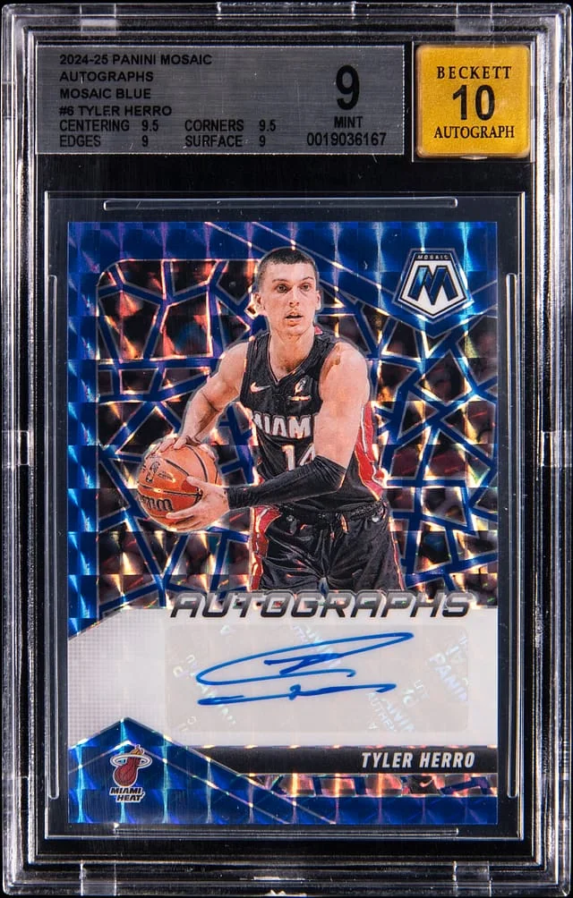 2024-25 Panini Mosaic Tyler Herro Autographs Mosaic Blue #AM-HER card image