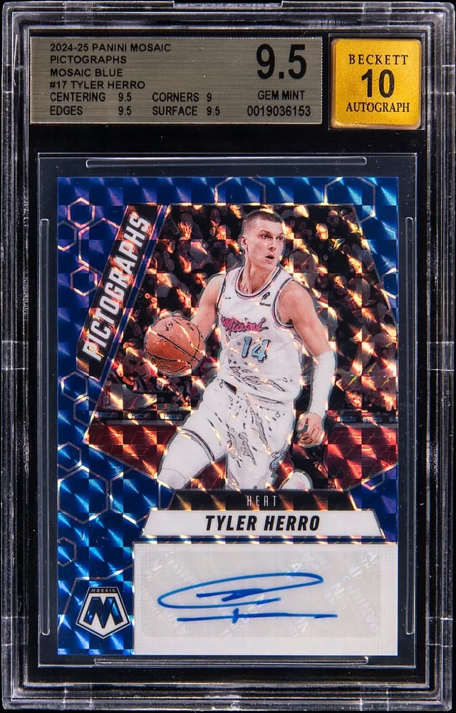 2024-25 Panini Mosaic Tyler Herro Pictographs Mosaic Blue #PM-HRO card image