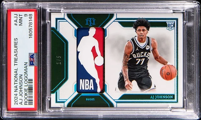 2024-25 Panini National Treasures AJ Johnson Logoman #RLO-AJJ card image