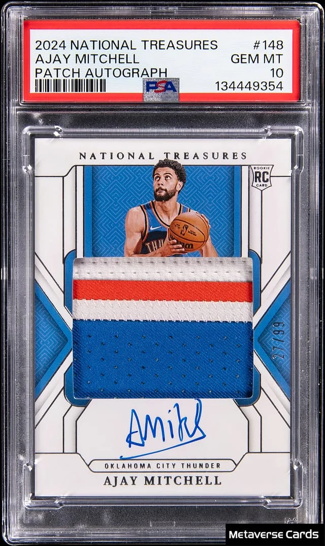 2024-25 Panini National Treasures Ajay Mitchell Patch Autographs (RPA) #148 card image