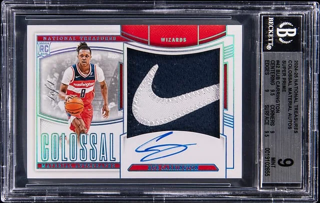 2024-25 Panini National Treasures Bub Carrington Colossal Material Autographs Super Prime #CMA-BUB card image