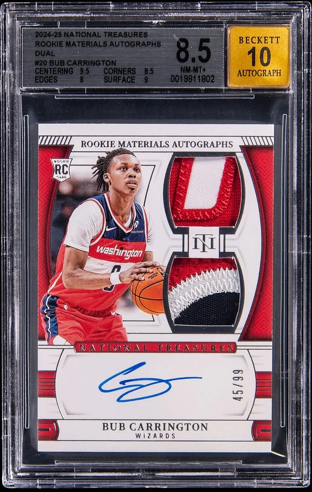 2024-25 Panini National Treasures Bub Carrington Materials Autographs Dual #RMD-BUB card image