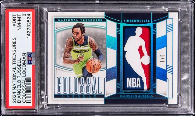 2024-25 Panini National Treasures D'Angelo Russell Colossal Logoman #CLM-DRT card image