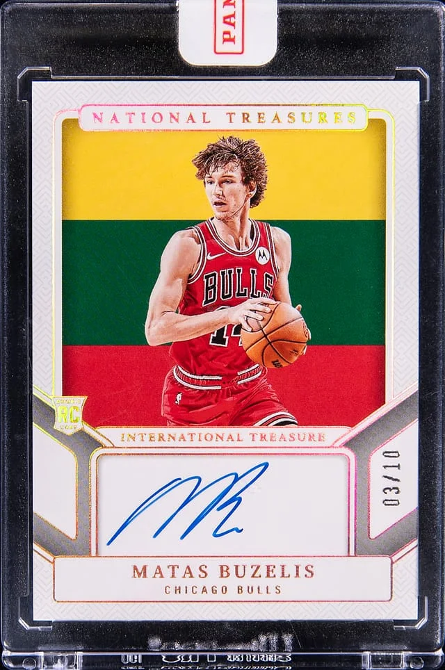 2024-25 Panini National Treasures Matas Buzelis International Treasure Autograph #ITA-BUZ card image