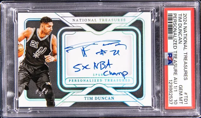 2024-25 Panini National Treasures Tim Duncan Personalized Treasure Autographs #PT-TD1 card image