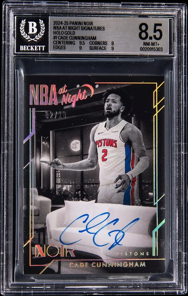 2024-25 Panini Noir Cade Cunningham NBA at Night Signatures Holo Gold #NBA-CCU card image