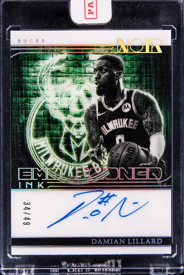 2024-25 Panini Noir Damian Lillard Emblazoned Ink #EBI-DML card image