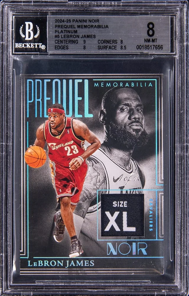 2024-25 Panini Noir LeBron James Laundry Prequel Memorabilia Platinum #5 card image