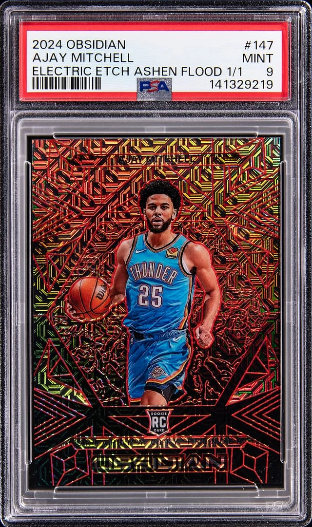 2024-25 Panini Obsidian Ajay Mitchell Electric Etch Ashen Flood #147 card image