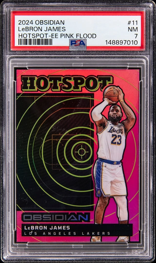 2024-25 Panini Obsidian LeBron James Hotspot Electric Etch Pink Flood #11 card image