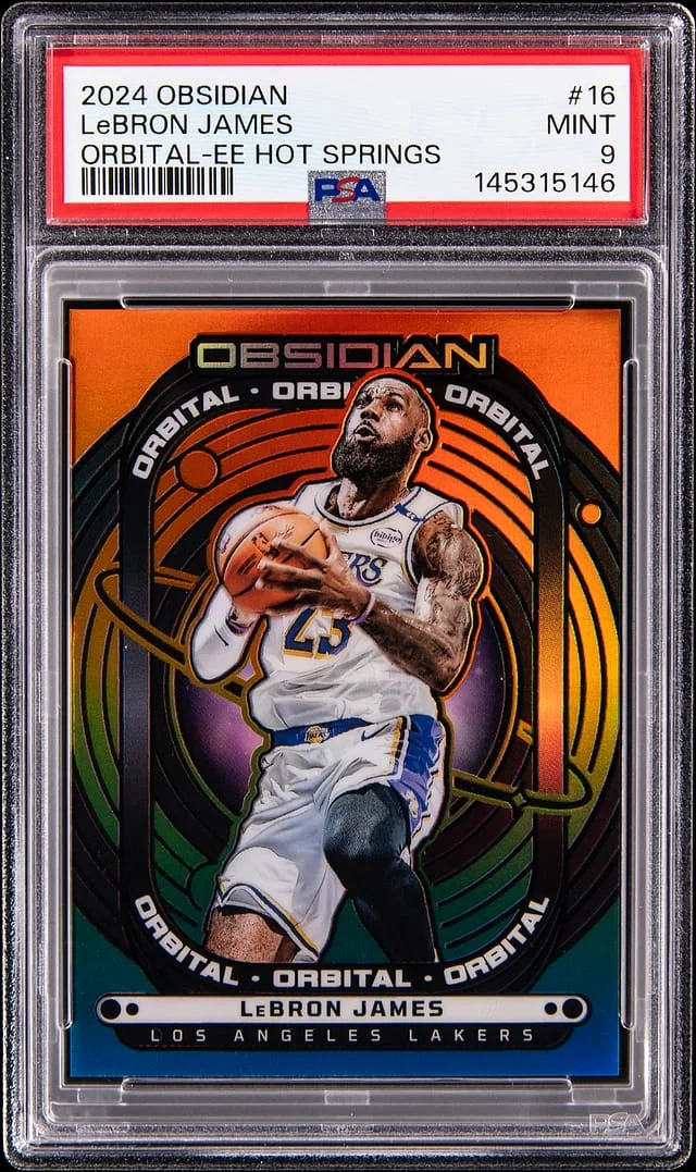 2024-25 Panini Obsidian LeBron James Orbital Electric Etch Hot Springs #16 card image
