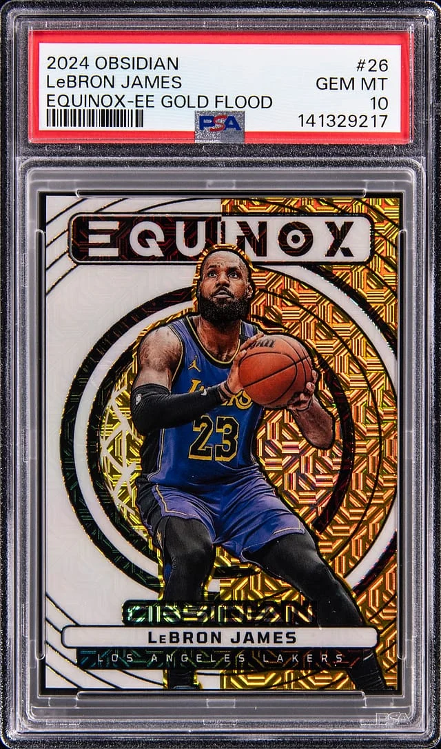 2024-25 Panini Obsidian LeBron James Equinox Electric Etch Gold Flood #26 card image
