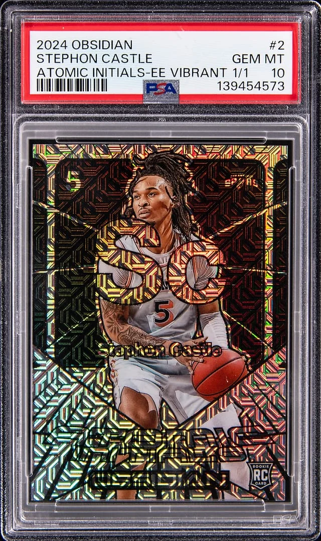 2024-25 Panini Obsidian Stephon Castle Atomic Initials Electric Etch Vibrant #2 card image