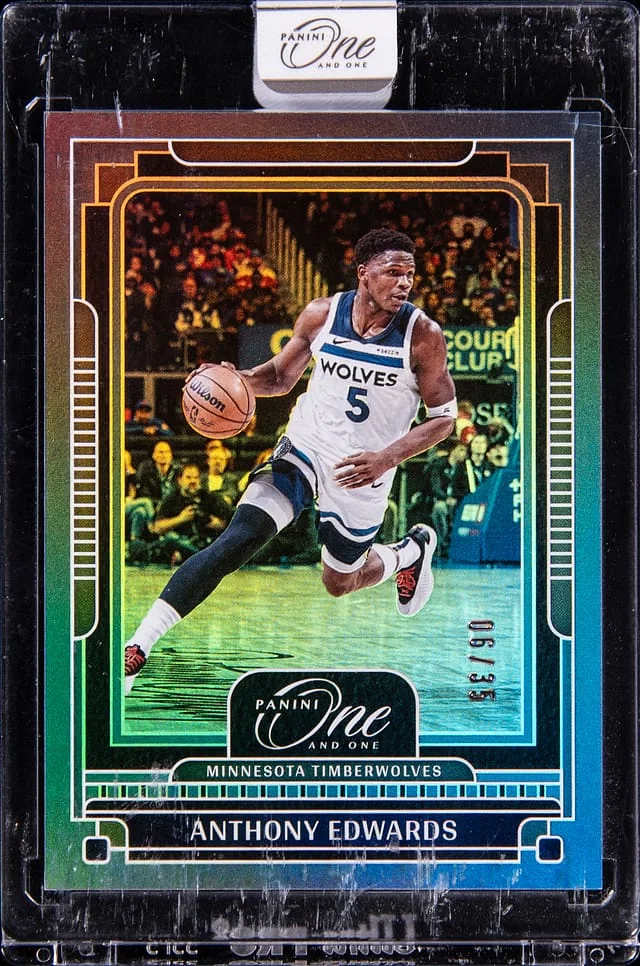 2024-25 Panini One and One Anthony Edwards - Panini Encased Blue #7 card image
