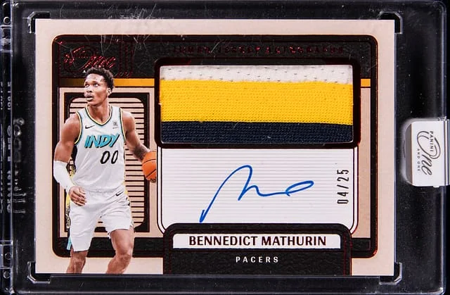 2024-25 Panini One and One Bennedict Mathurin Jumbo Jersey Autographs Ruby #JJA-BEN card image