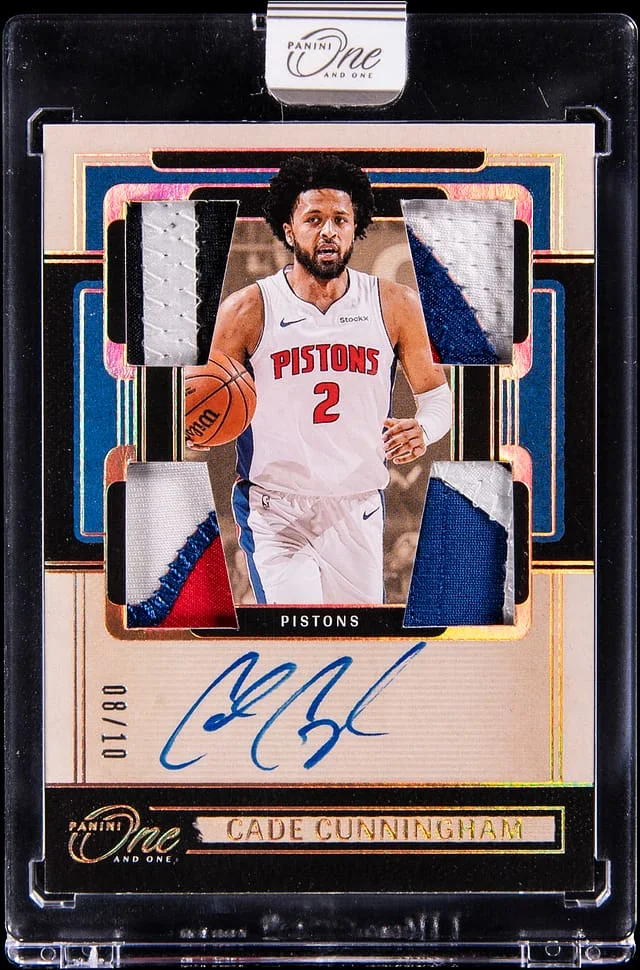 2024-25 Panini One and One Cade Cunningham Quad Patch Autographs Gold #QPA-CAD card image