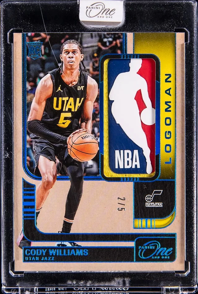 2024-25 Panini One and One Cody Williams Logoman Patch - Panini Encased #LM-CDY card image