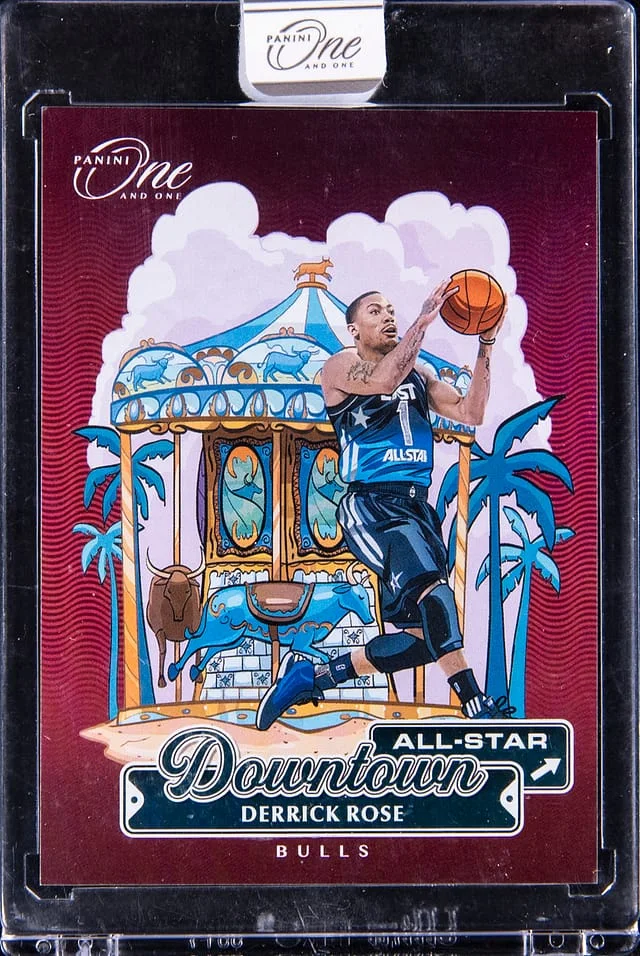 2024-25 Panini One and One Derrick Rose - Panini Encased Downtown All-Star #7 card image