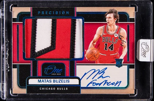 2024-25 Panini One and One Matas Buzelis Precision Jersey Autographs Platinum #PJA-BUZ card image