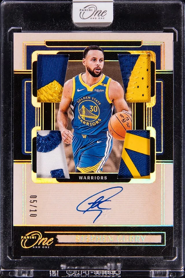 2024-25 Panini One and One Stephen Curry Quad Patch Autographs Gold #QPA-CUR card image
