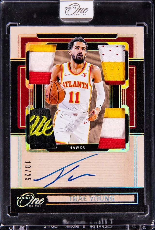2024-25 Panini One and One Trae Young Quad Patch Autographs #QPA-TRA card image
