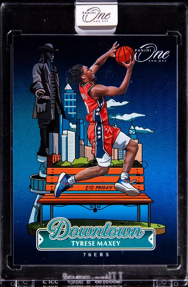 2024-25 Panini One and One Tyrese Maxey - Panini Encased Downtown #13 card image