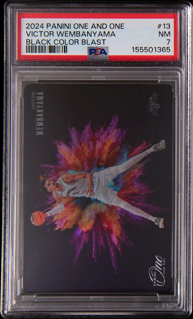 2024-25 Panini One and One Victory Wembanyama Black Color Blast #12 card image