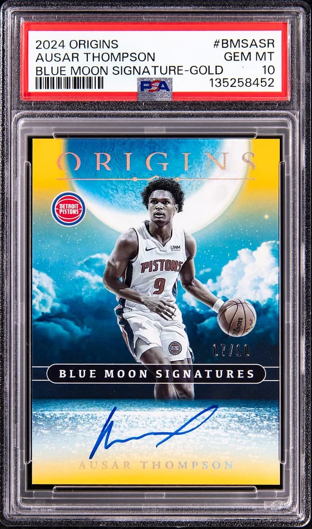 2024-25 Panini Origins Ausar Thompson Blue Moon Signatures Gold #BMS-ASR card image