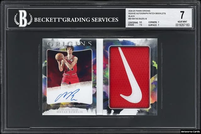 2024-25 Panini Origins Matas Buzelis Autograph Patch Booklet Black #RAB-MBB card image