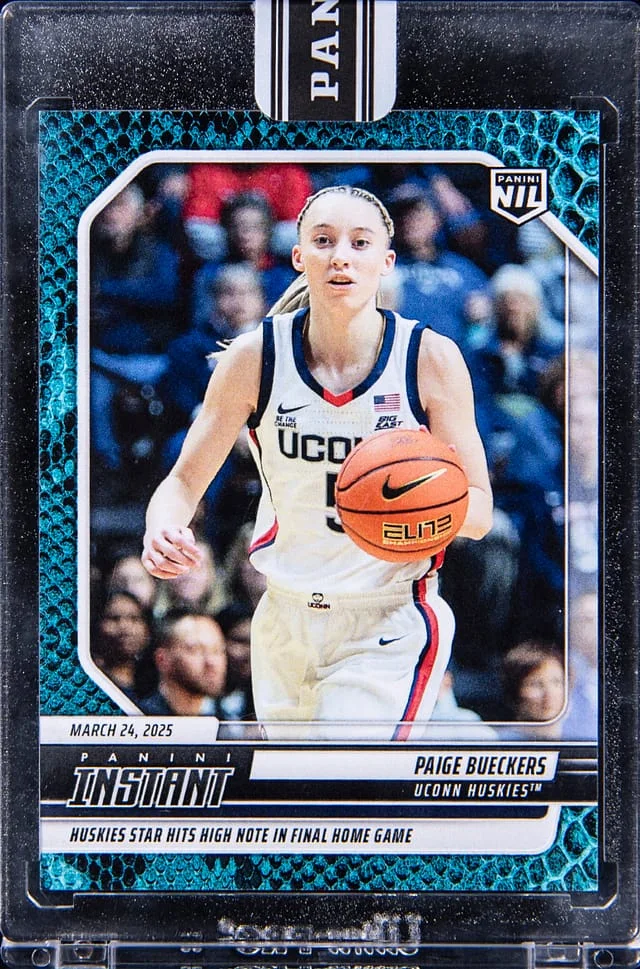 2024-25 Panini Paige Bueckers - Panini Encased Instant NIL Blue Viper #PBF card image