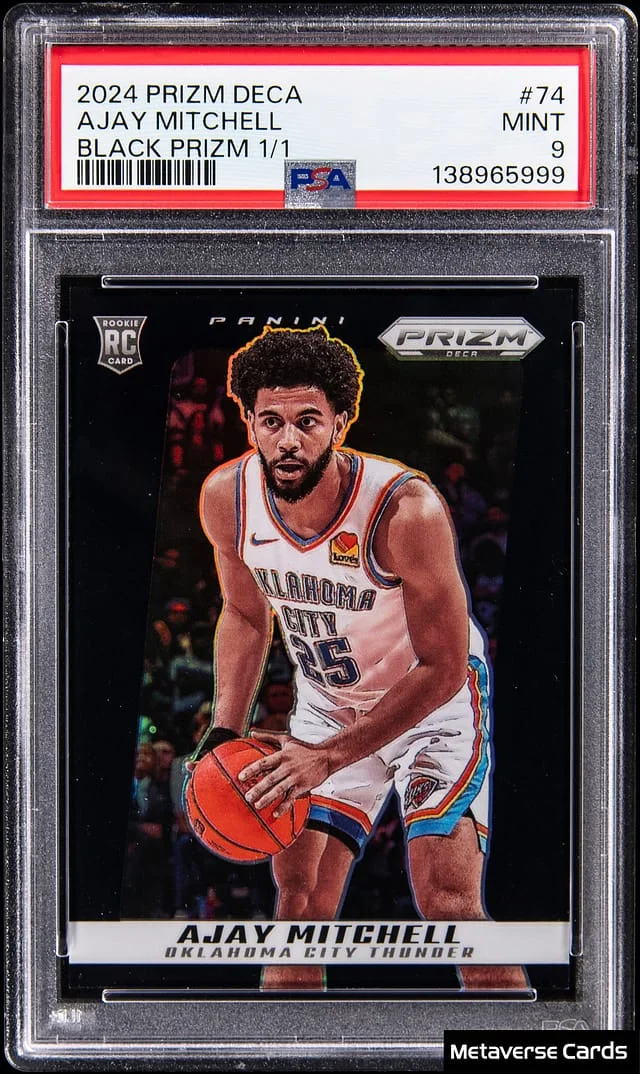 2024-25 Panini Prizm Ajay Mitchell Deca Black Prizm #74 card image