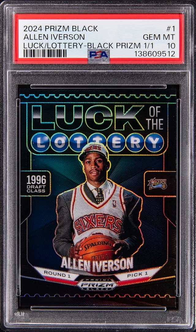 2024-25 Panini Prizm Allen Iverson Black Luck of the Lottery Black Prizm #1 card image