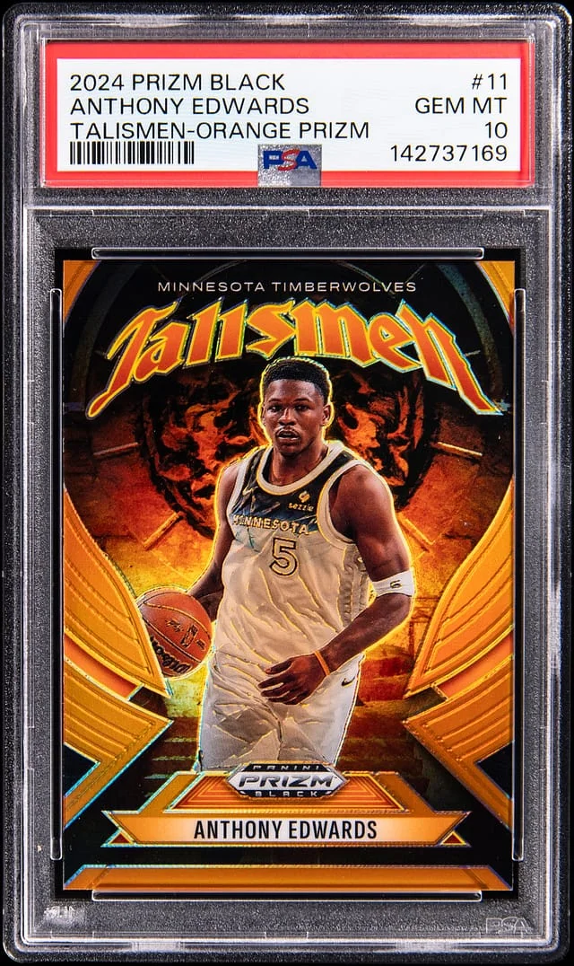 2024-25 Panini Prizm Anthony Edwards Black Talismen-Orange Prizm #11 card image