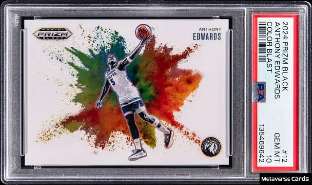 2024-25 Panini Prizm Anthony Edwards Black Color Blast #12 card image