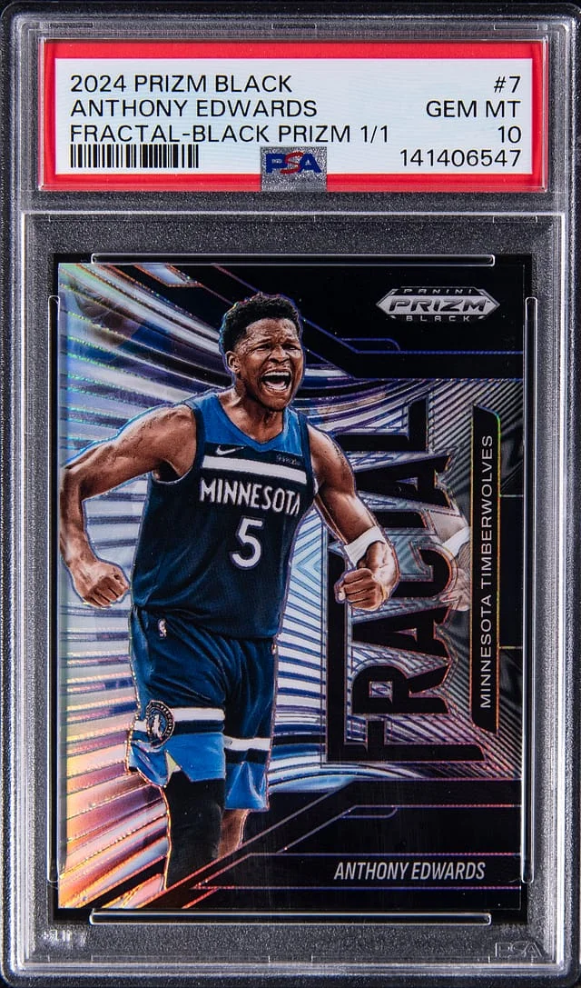 2024-25 Panini Prizm Anthony Edwards Black Fractal Black Prizm #7 card image