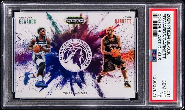 2024-25 Panini Prizm Anthony Edwards/Kevin Garnett Black Color Blast Duals #11 card image