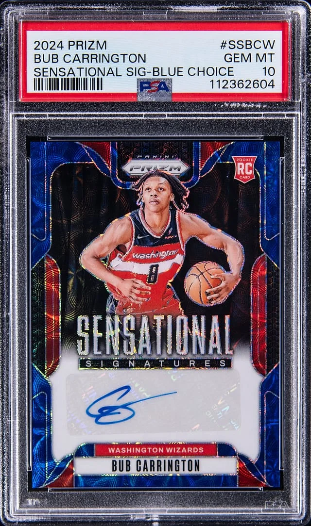 2024-25 Panini Prizm Bub Carrington Sensational Signatures Blue Choice #SS-BCW card image