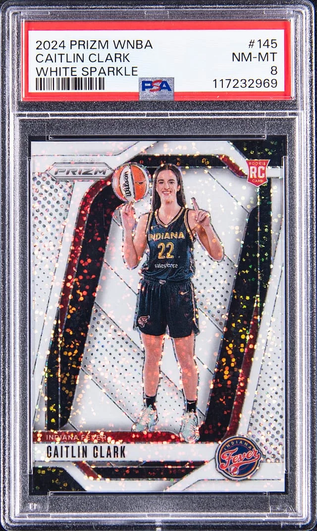 2024-25 Panini Prizm Caitlin Clark WNBA White Sparkle Prizm #145 card image