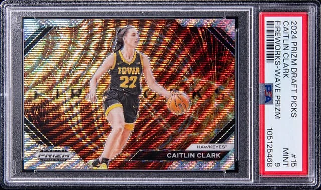 2024-25 Panini Prizm Caitlin Clark Fireworks Wave Prizm #15 card image