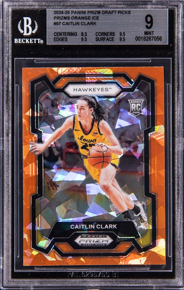2024-25 Panini Prizm Caitlin Clark Prizms Orange Ice #57 card image
