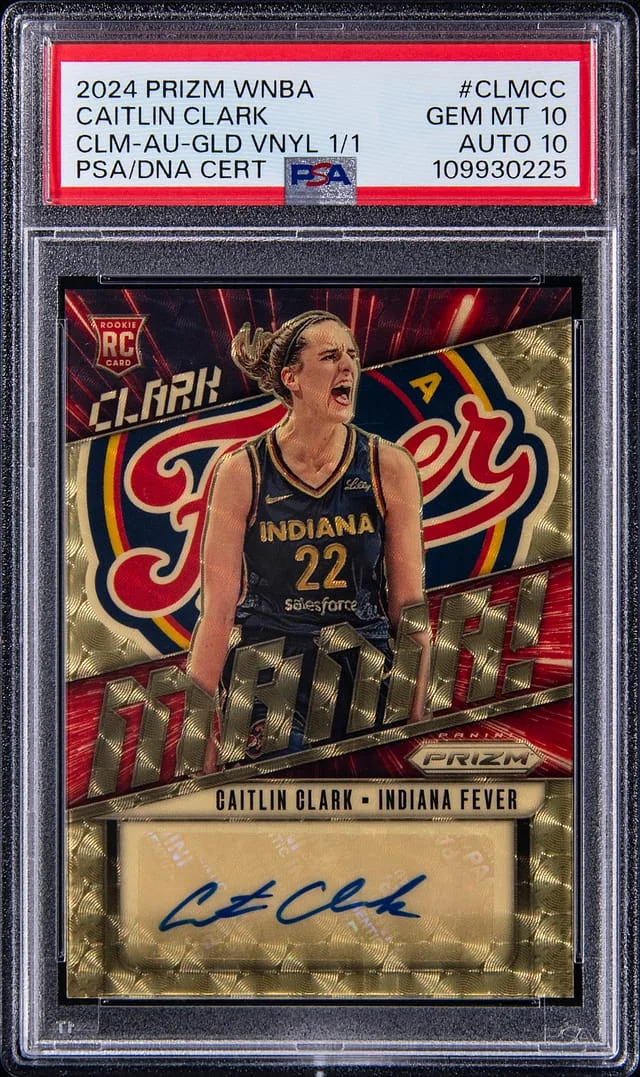 2024-25 Panini Prizm Caitlin Clark Mania Autograph Gold #CLM-CC card image