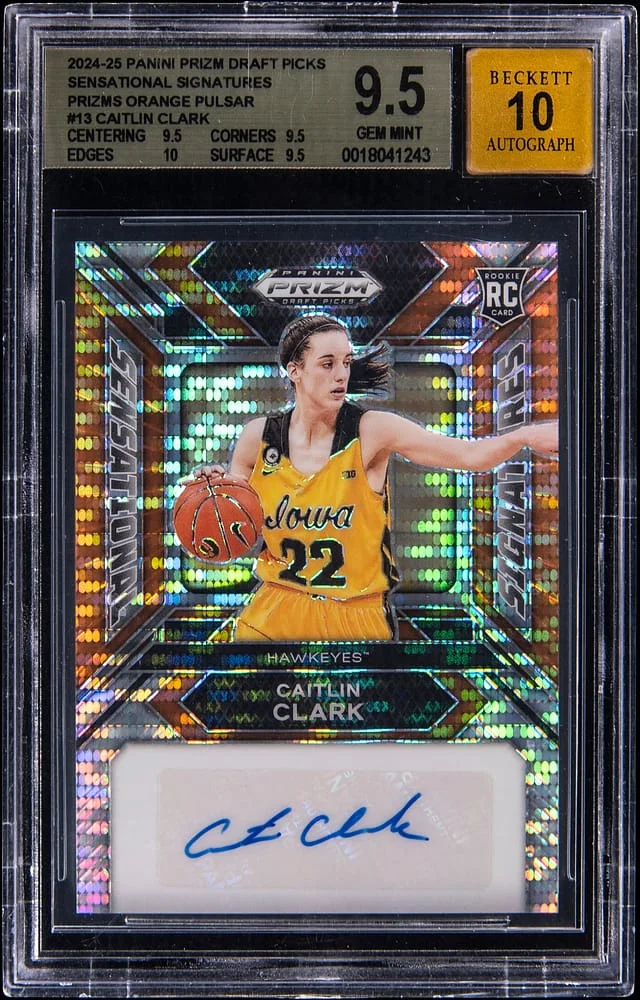 2024-25 Panini Prizm Caitlin Clark Sensational Signatures Orange Pulsar #SS-CCK card image