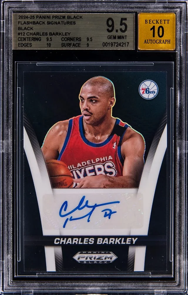 2024-25 Panini Prizm Charles Barkley Black Flashback Signatures Black #FB-BAR card image