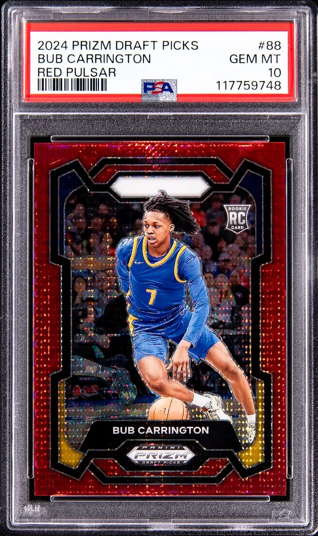 2024-25 Panini Prizm Draft Picks Bub Carrington Red Pulsar Prizm #88 card image