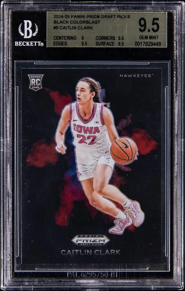 2024-25 Panini Prizm Draft Picks Caitlin Clark Black Colorblast #5 card image