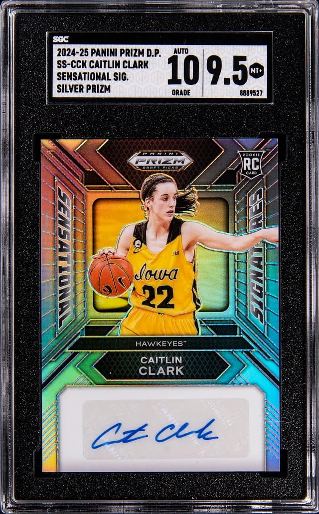 2024-25 Panini Prizm Draft Picks Caitlin Clark Sensational Signatures Silver Prizm #SS-CCK card image