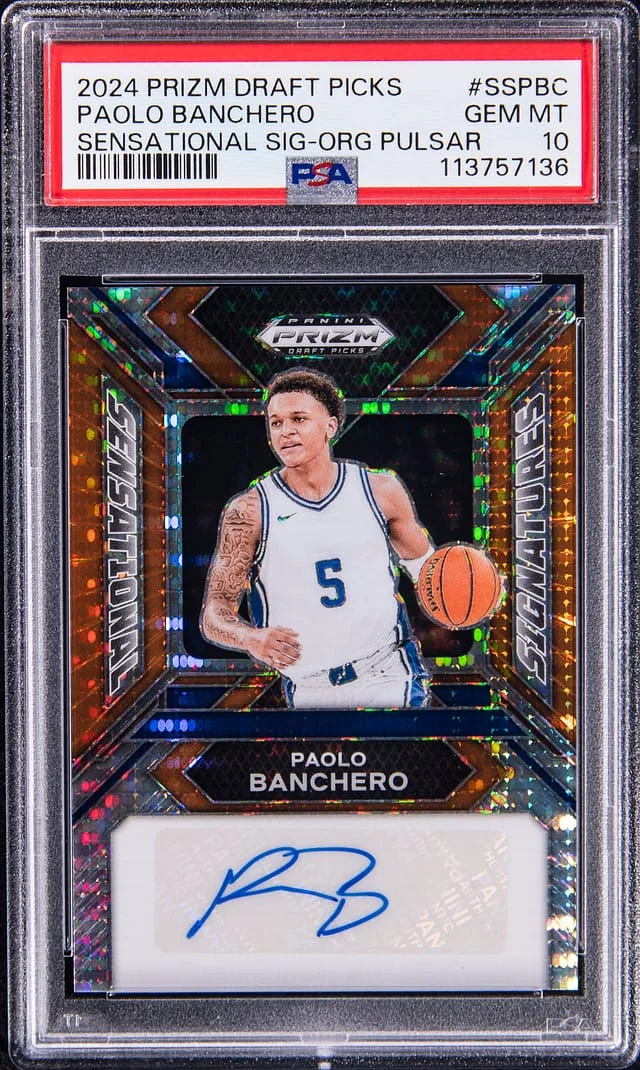 2024-25 Panini Prizm Draft Picks Paolo Banchero Sensational Signatue Orange Pulsar #SS-PBC card image
