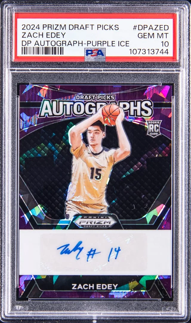 2024-25 Panini Prizm Draft Picks Zach Edey Autograph-Blue Prizm #DPA-ZED card image